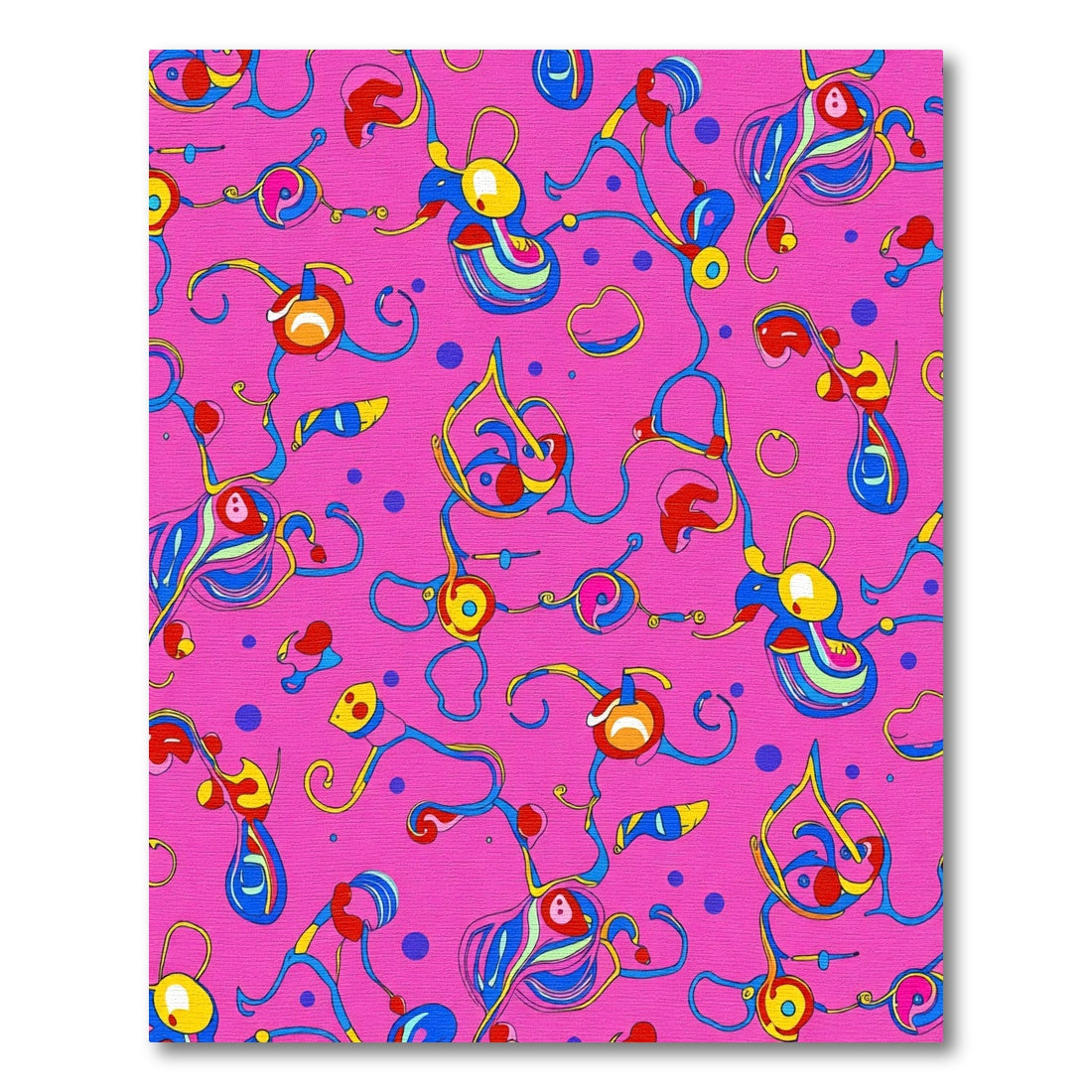 Whimsical Pink Blue Yellow Abstract Swirls Rug