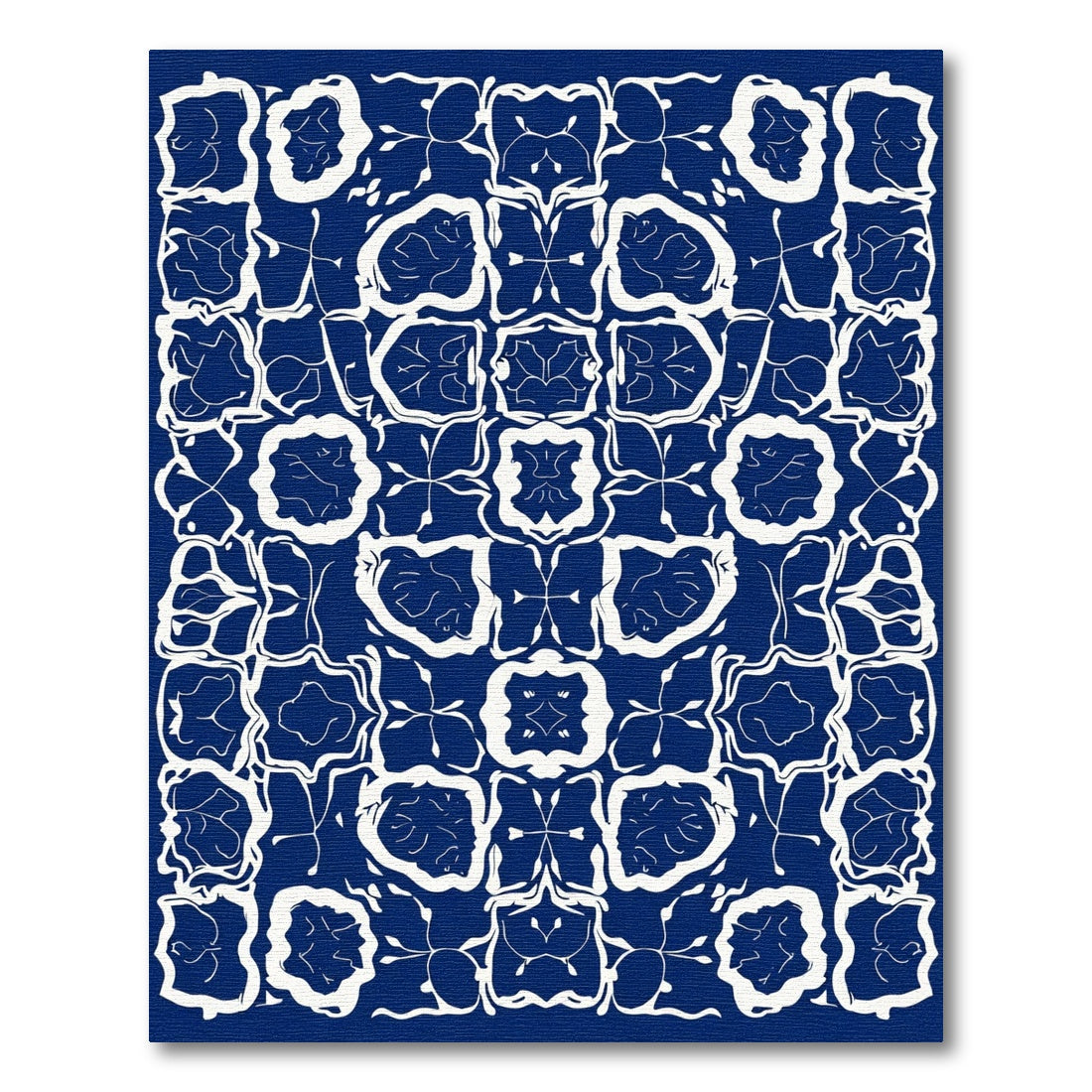 Indigo White Organic Tile Medallion Rug