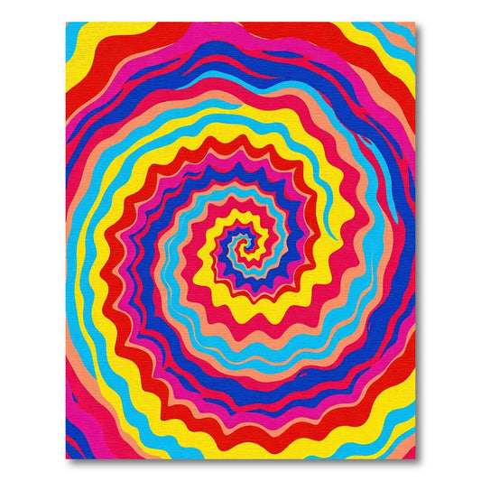 Vibrant Retro Swirl Tie Dye Rug