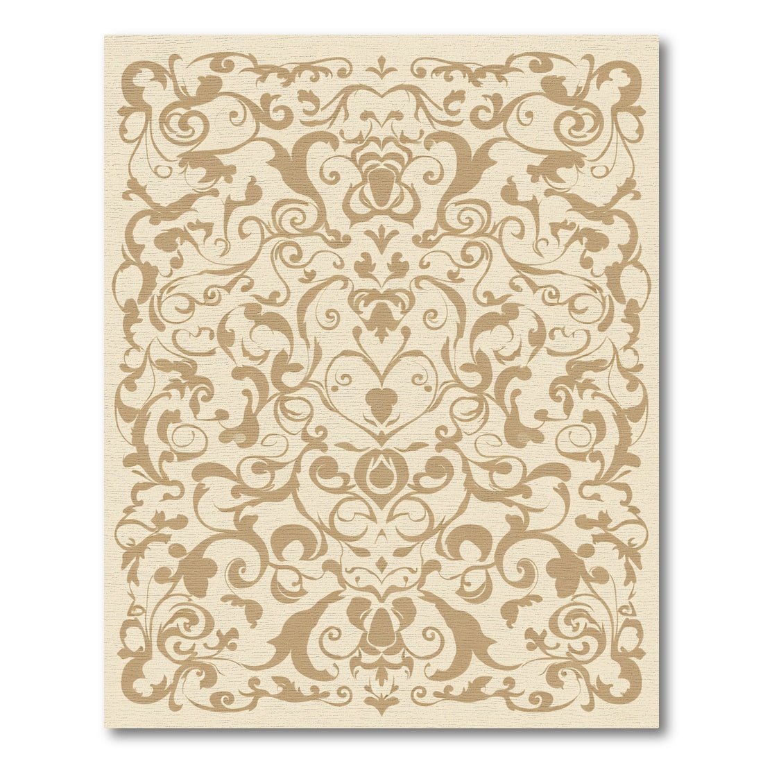 Rich Gold Scrollwork Damask Rug