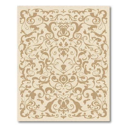 Rich Gold Scrollwork Damask Rug