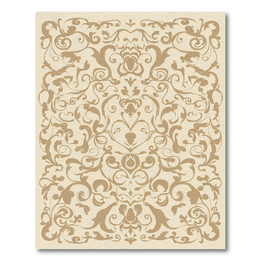 Rich Gold Scrollwork Damask Rug