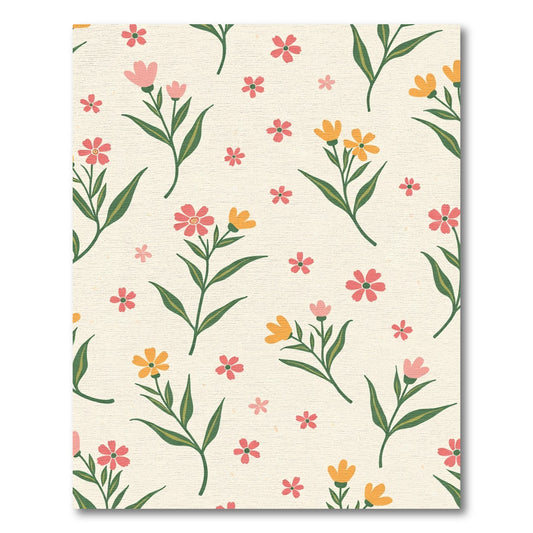 Whimsical Pink Yellow Floral Field Rug