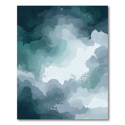 Deep Ocean Swirling Abstract Clouds Rug