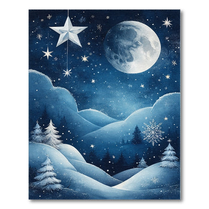 Moonlit Winter Snowscape Area Rug