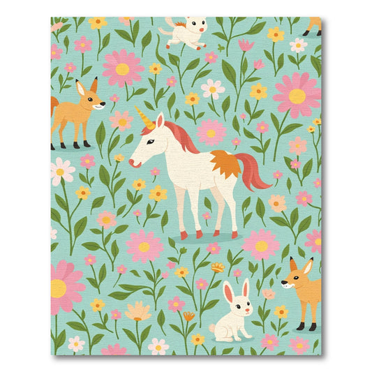 Whimsical Floral Animals Enchanted Meadow Rug