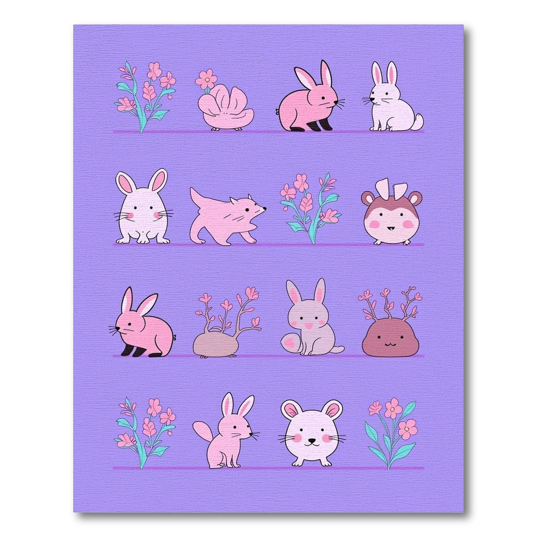Charming Pink Critters Floral Collage Rug