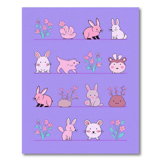 Charming Pink Critters Floral Collage Rug