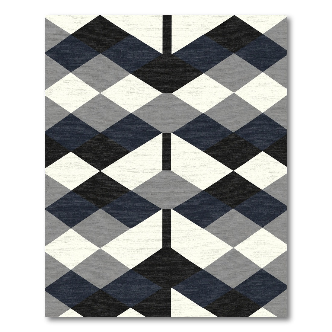 Graphic Diamond Grid Black Blue Rug