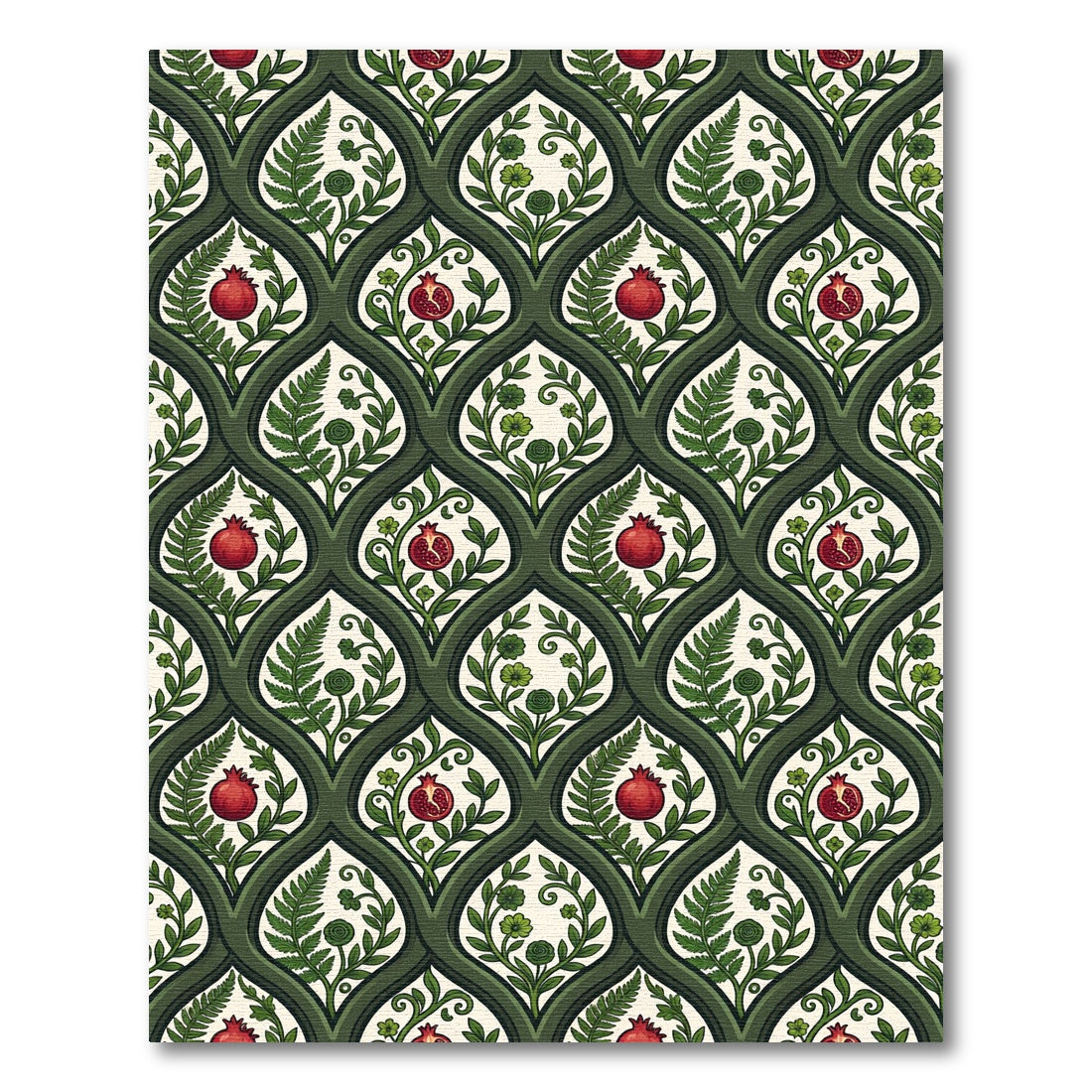 Green Pomegranate Fern Arabesque Rug