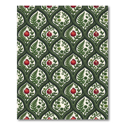 Green Pomegranate Fern Arabesque Rug