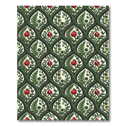Green Pomegranate Fern Arabesque Rug