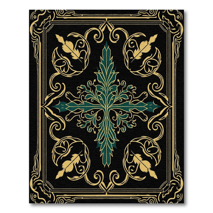 Emerald Gold Feathered Frieze Rug
