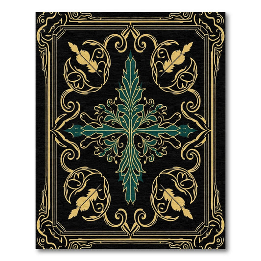 Emerald Gold Feathered Frieze Rug