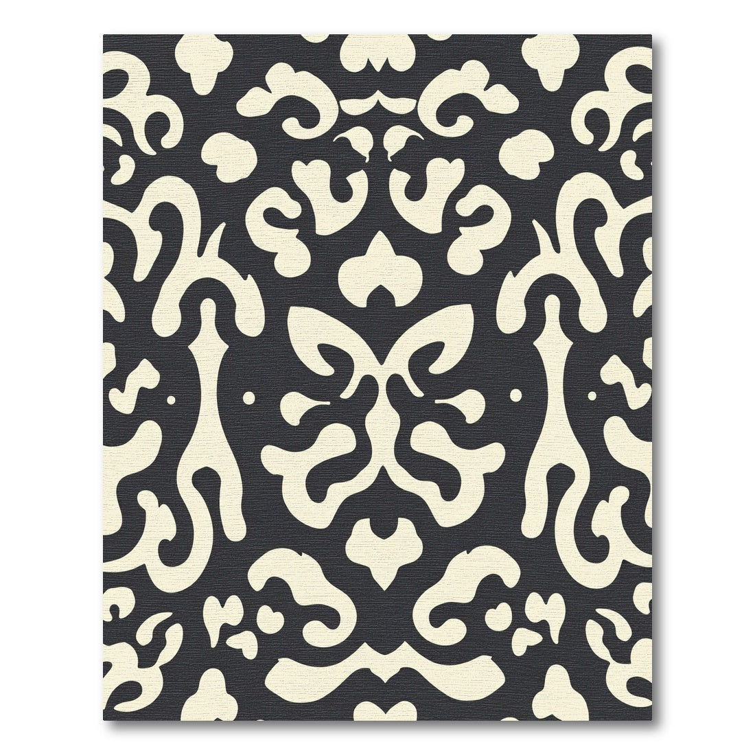 Cream and Charcoal Baroque Scroll Rug