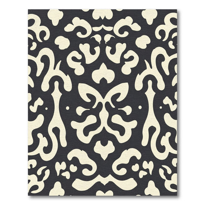 Cream and Charcoal Baroque Scroll Rug