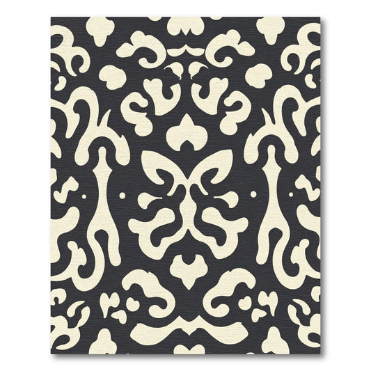 Cream and Charcoal Baroque Scroll Rug
