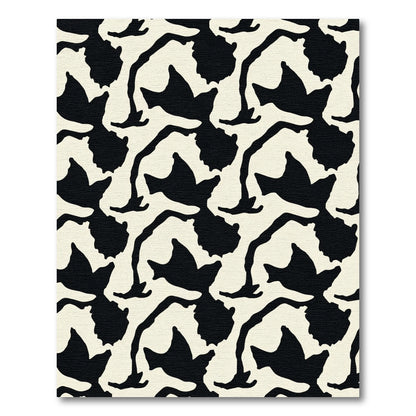 Black Almond Bird Contour Rug