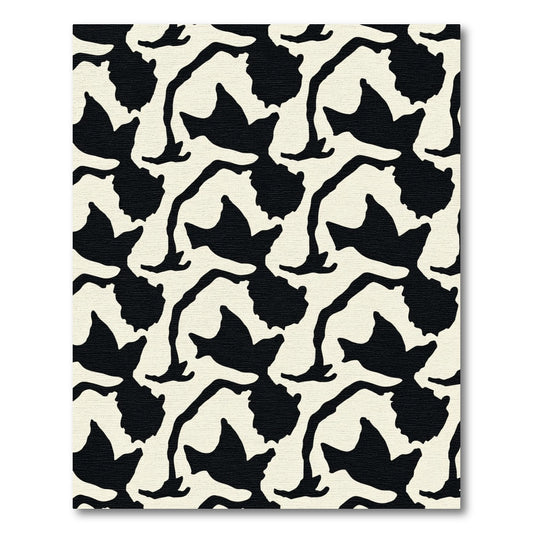 Black Almond Bird Contour Rug