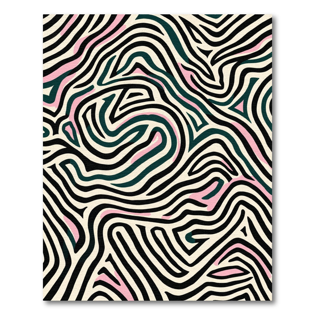 Bold Cream Black Pink Swirls Rug