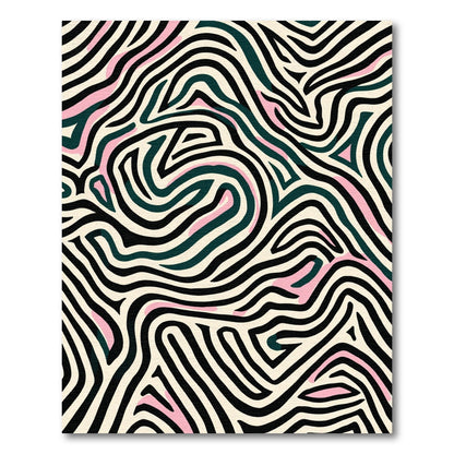 Bold Cream Black Pink Swirls Rug