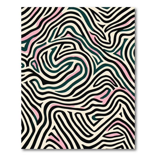 Bold Cream Black Pink Swirls Rug