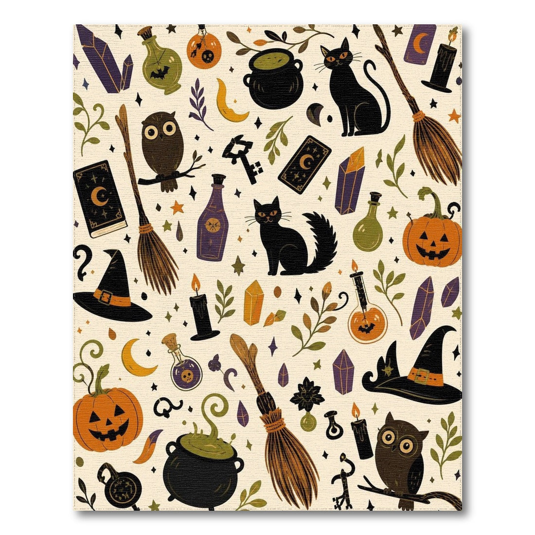 Spooky Halloween Witchcraft Area Rug
