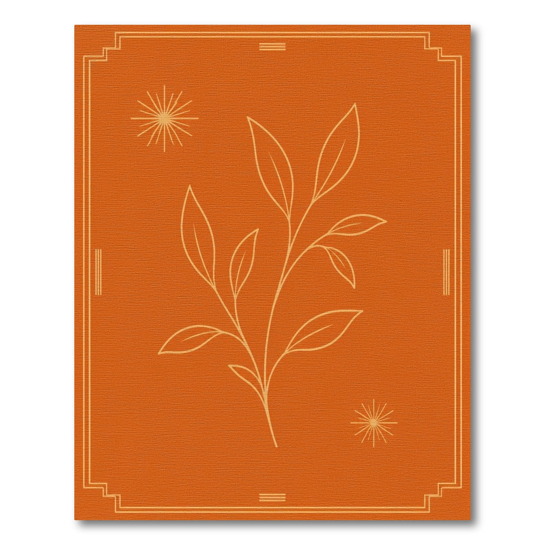 Orange Botanical Leaf Vintage Rug