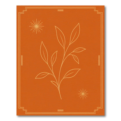 Orange Botanical Leaf Vintage Rug