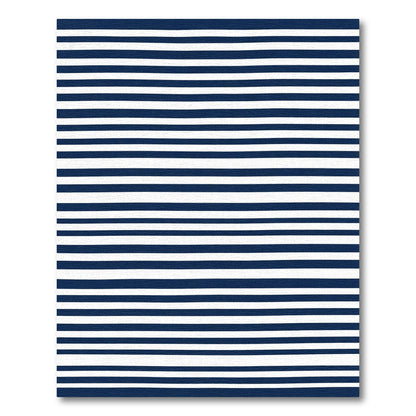 Classic Navy White Striped Rug