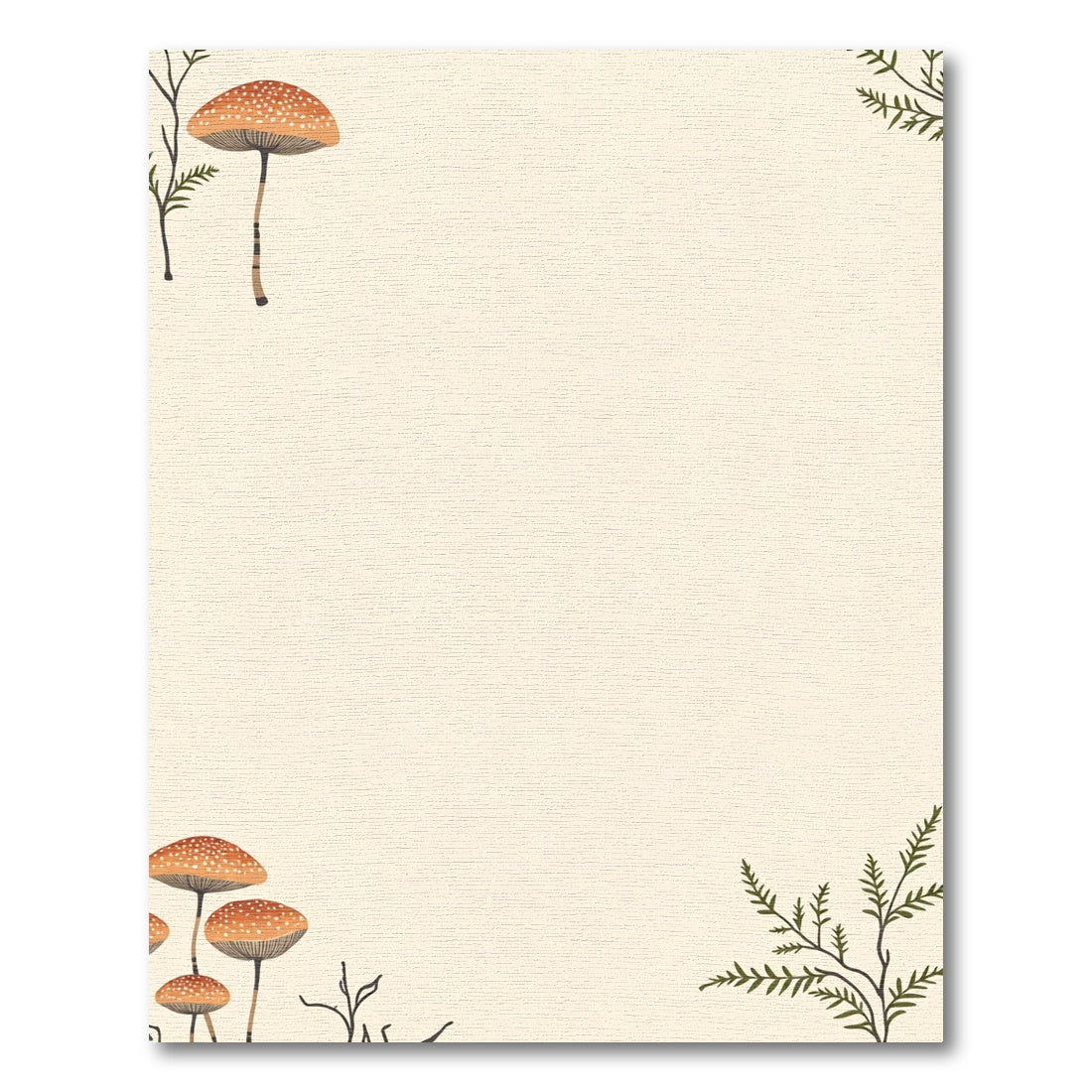 Woodland Mushroom Forest Fern Whimsical Rug
