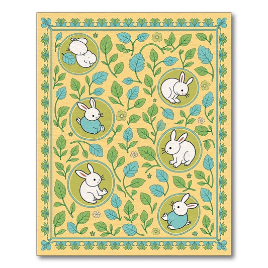 Whimsical Spring Bunny Garden Rug