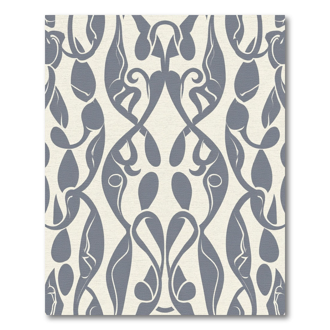 Elegant Slate Blue Floral Swirl Rug