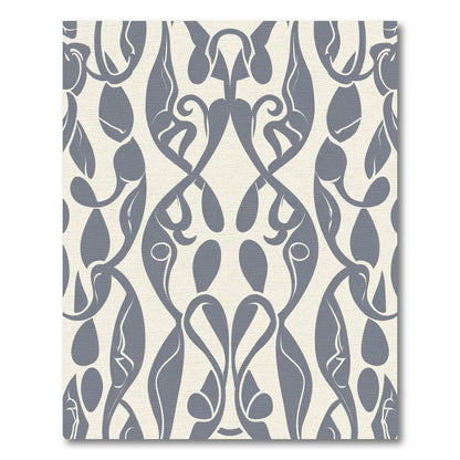 Elegant Slate Blue Floral Swirl Rug