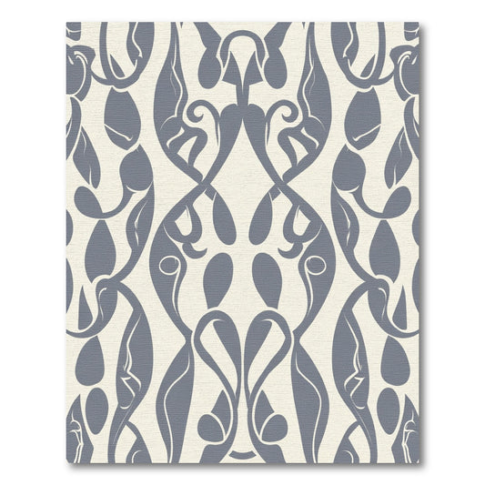 Elegant Slate Blue Floral Swirl Rug