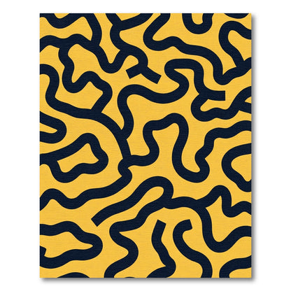 Abstract Mustard Swirl Maze Rug