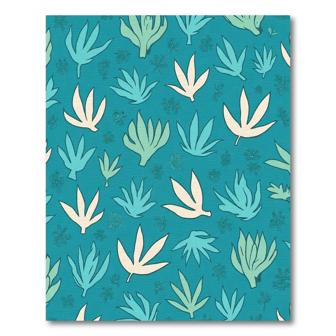 Deep Teal Tropical Leaf Scatter Rug