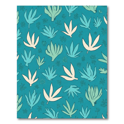 Deep Teal Tropical Leaf Scatter Rug