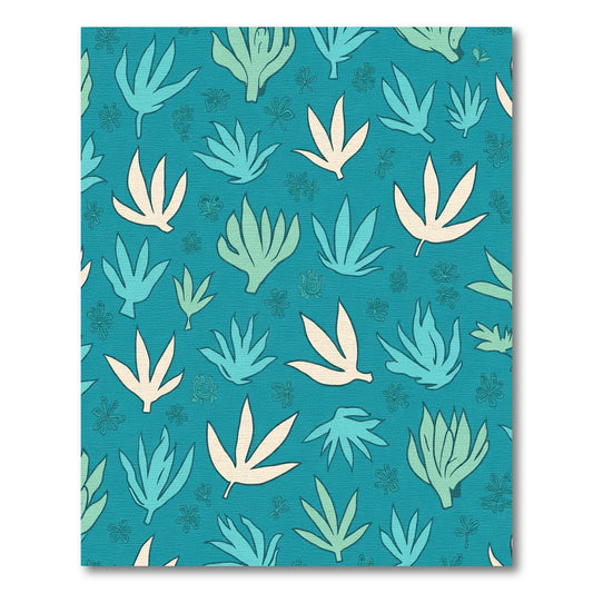 Deep Teal Tropical Leaf Scatter Rug
