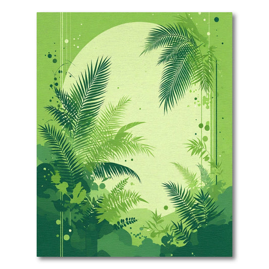 Lush Forest Green Fern Border Rug