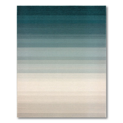 Teal Striped Ombre Gradient Rug