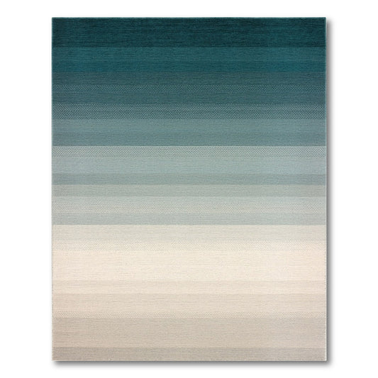 Teal Striped Ombre Gradient Rug