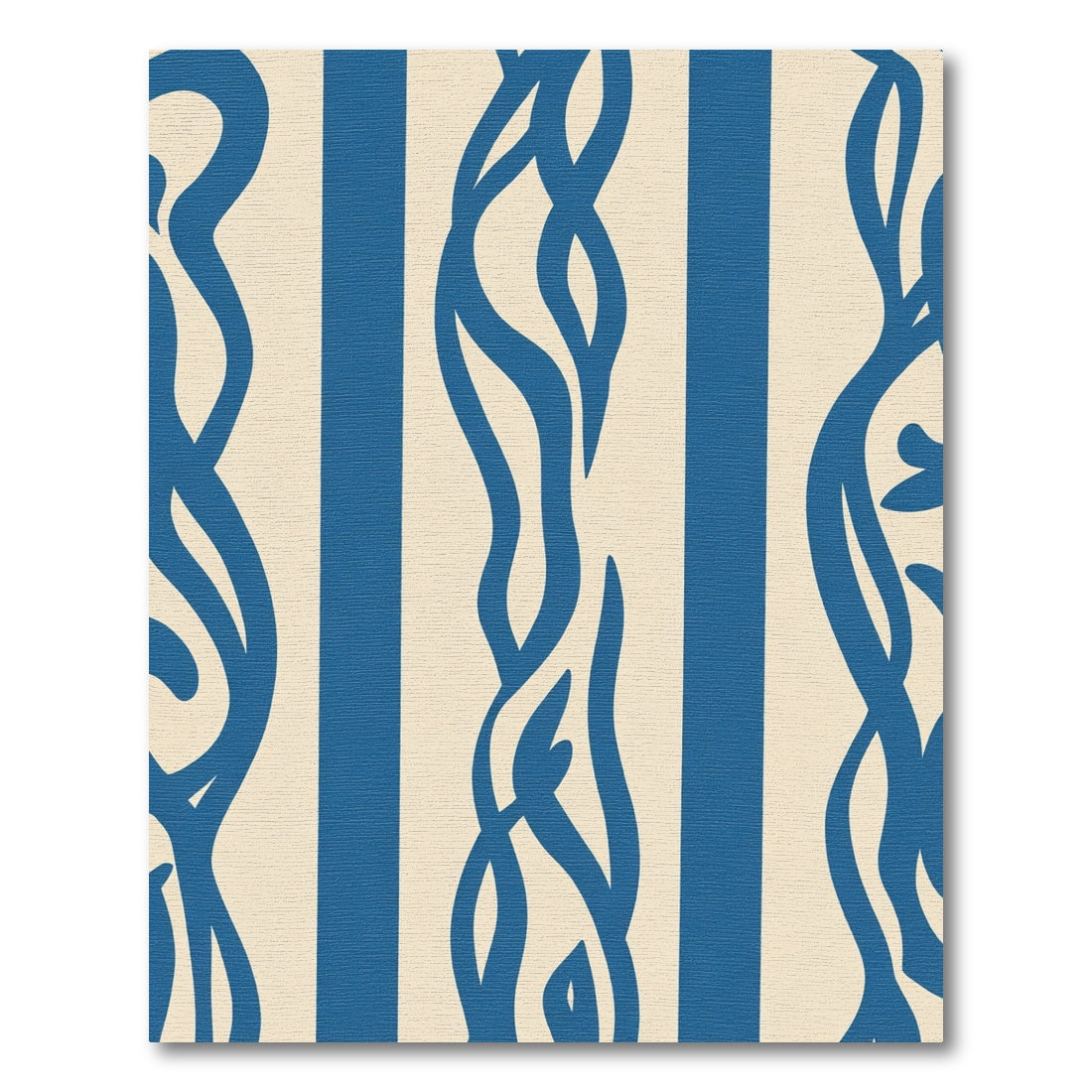 Blue Abstract Stripe Botanical Rug