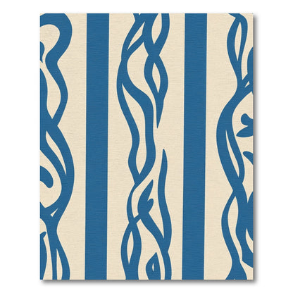 Blue Abstract Stripe Botanical Rug