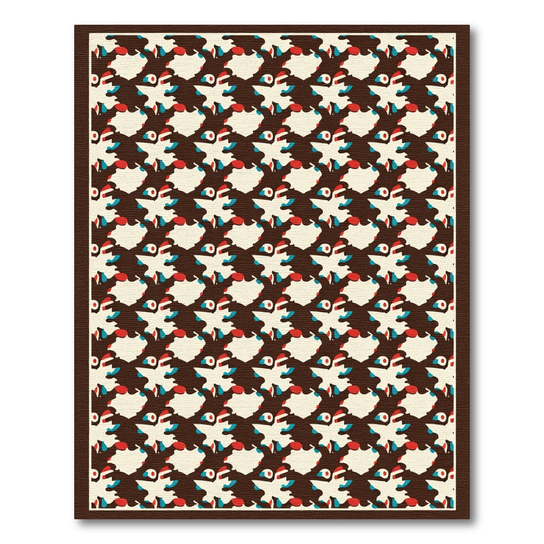 Abstract Brown Red Blue Whirling Shapes Rug