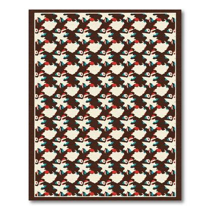 Abstract Brown Red Blue Whirling Shapes Rug
