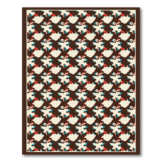 Abstract Brown Red Blue Whirling Shapes Rug