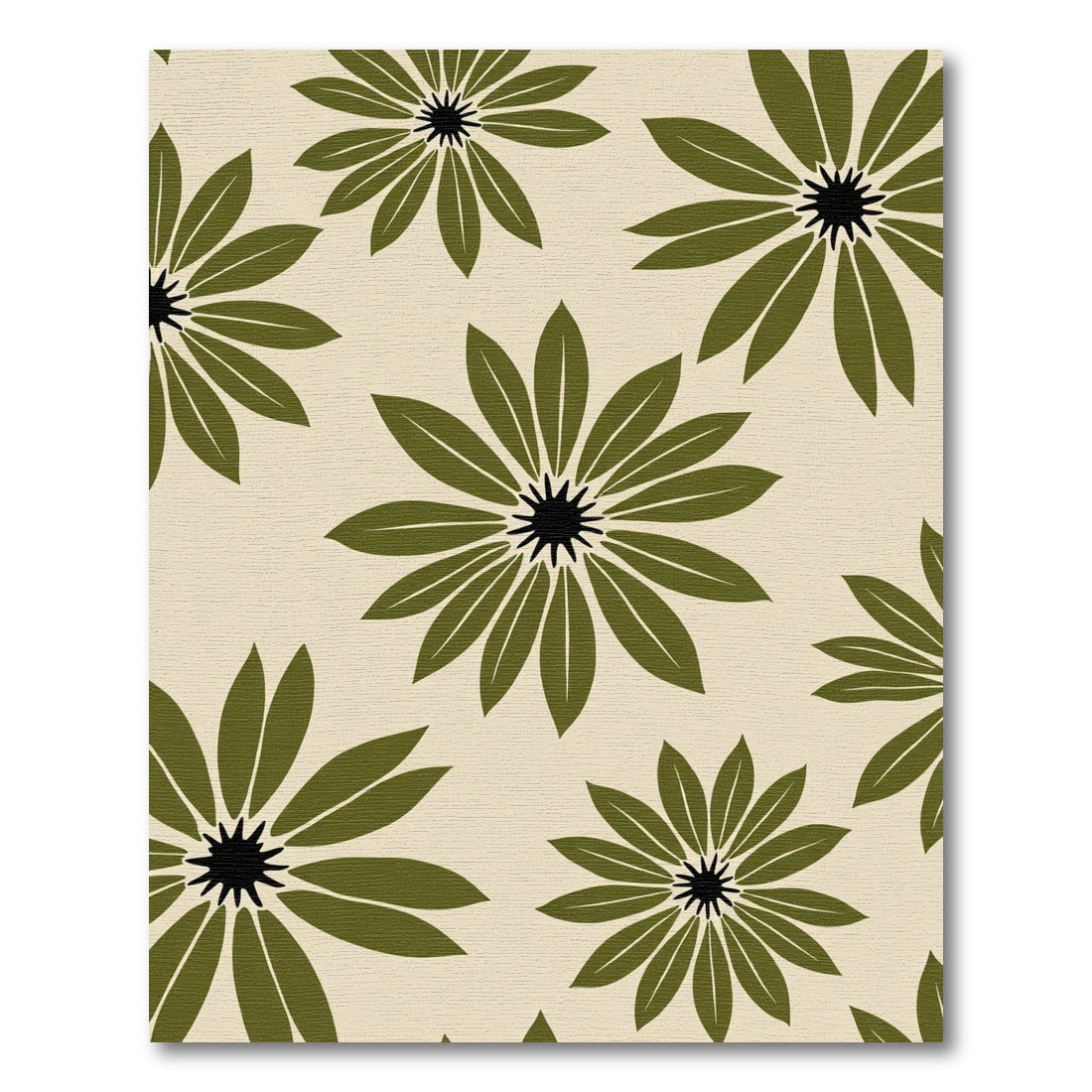 Olive Green Floral Sunburst Rug