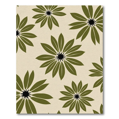 Olive Green Floral Sunburst Rug
