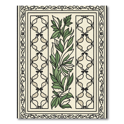 Cream and Green Botanical Garden Medallion Rug